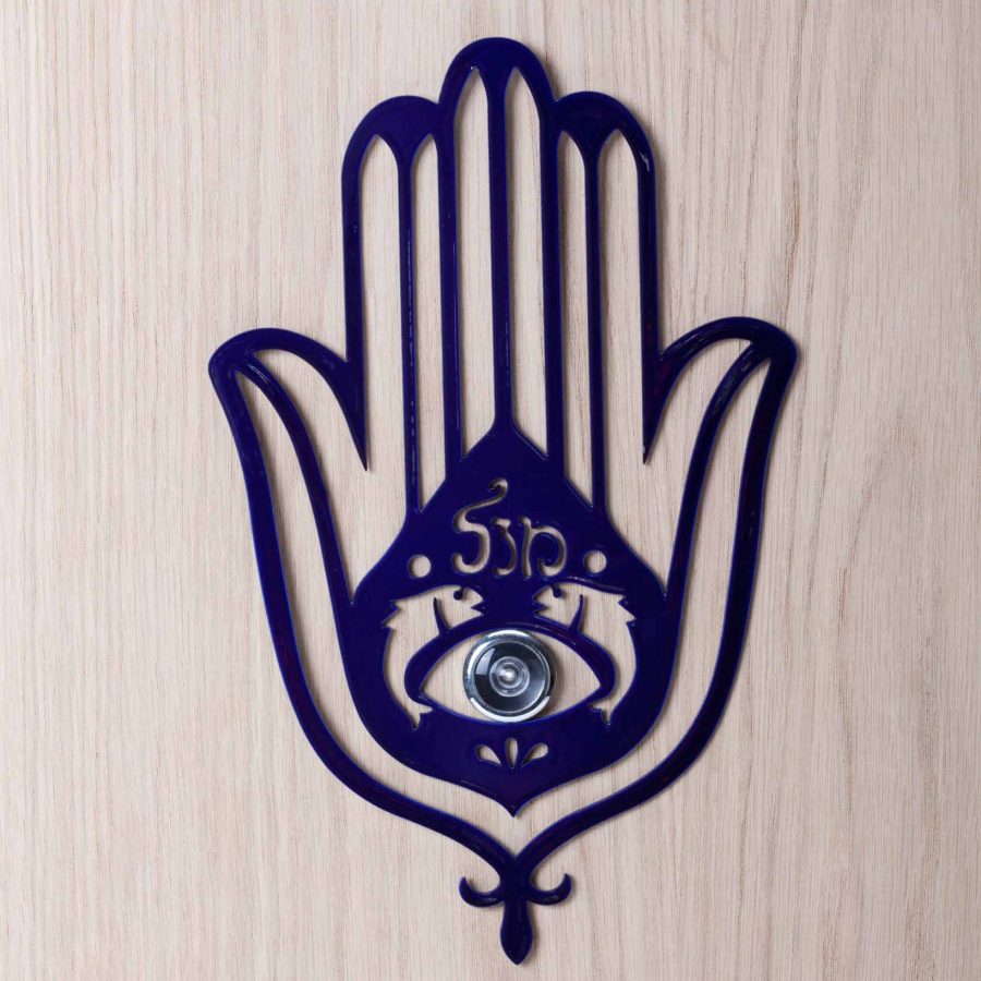 Chamsa against the evil eye - a door decor for the door's spyhole - Blue