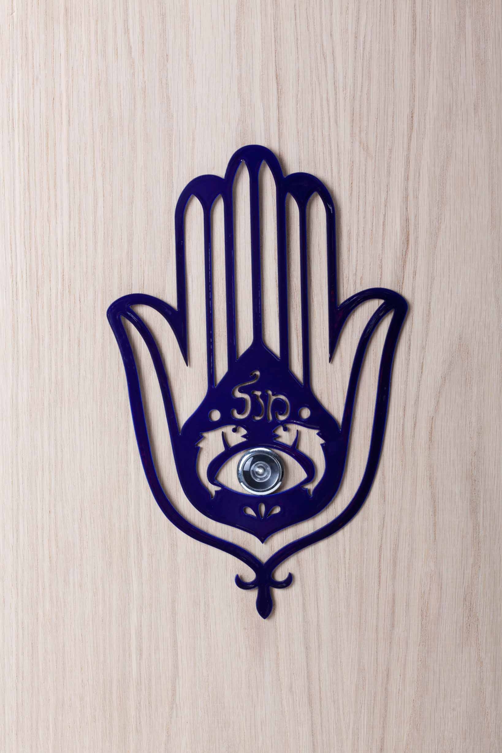 Chamsa against the evil eye - a door decor for the door's spyhole - Blue